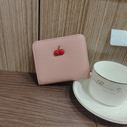 Women's Slim Genuine Leather Wallet – Sweet Cherry Rivet Card Holder