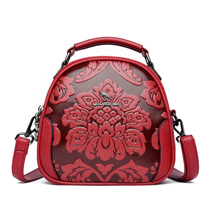 Floral Print Leather Crossbody Bag for Women