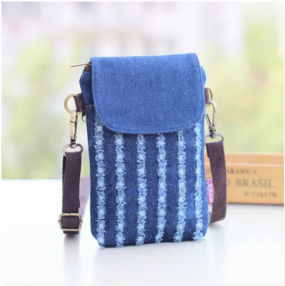 Denim Mini Crossbody Phone Bag – 3-Layer Women's Purse