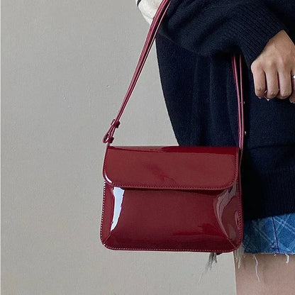 Retro Patent Leather Crossbody Bag for Women