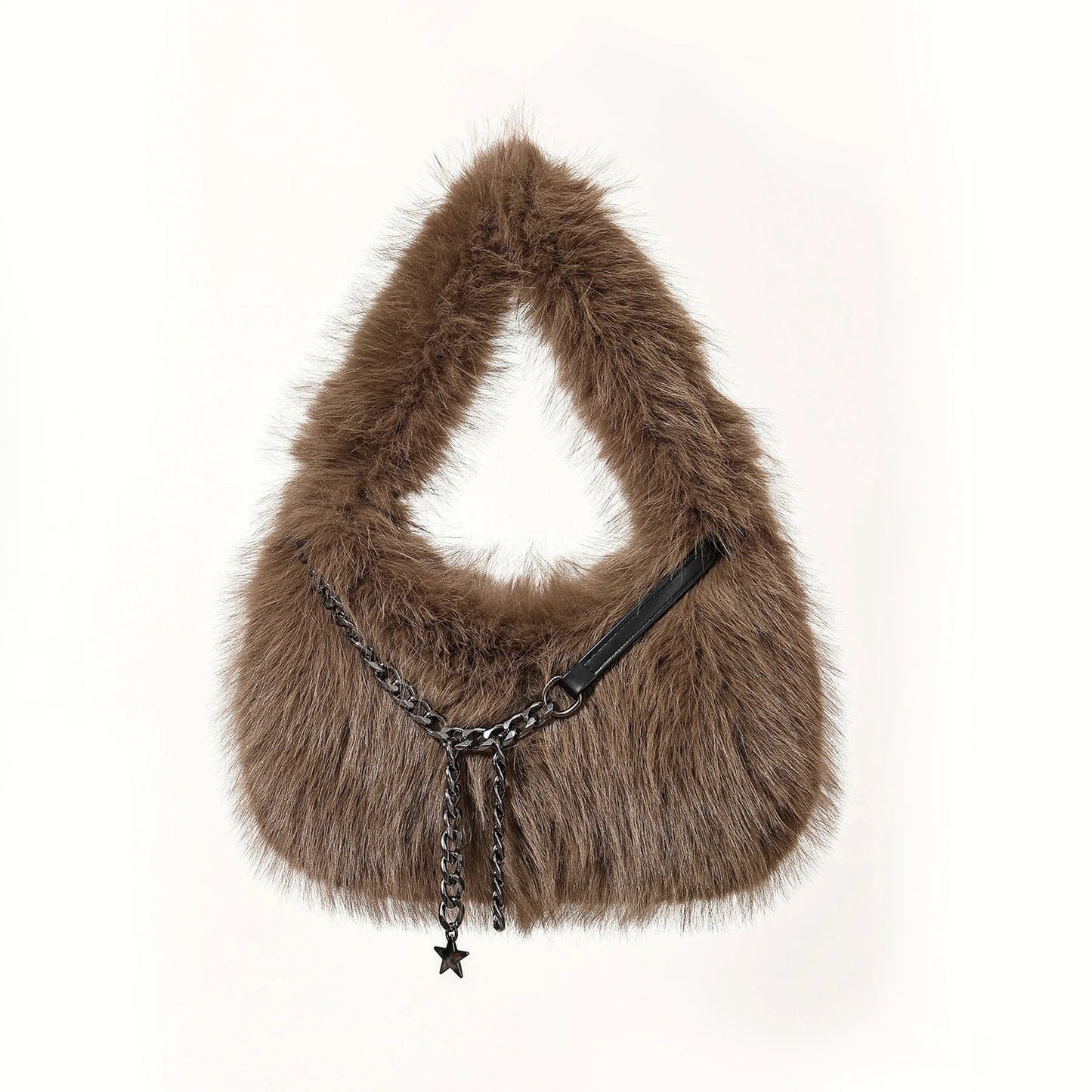 Fluffy Plush Shoulder Bag - Luxury Metal Chain Handbag for Women