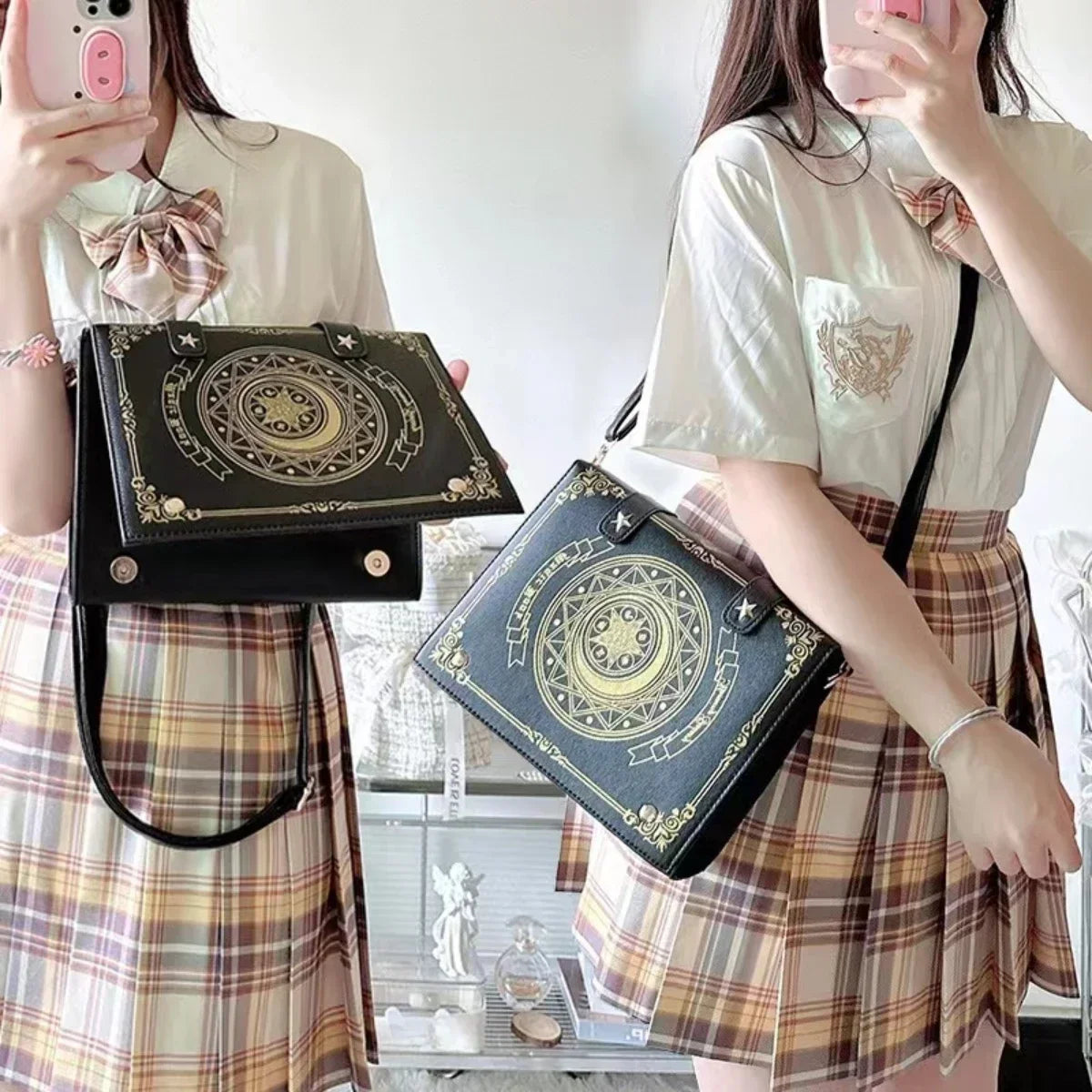 Gothic Magic Book Shoulder Bag – Y2K Aesthetic Crossbody Purse