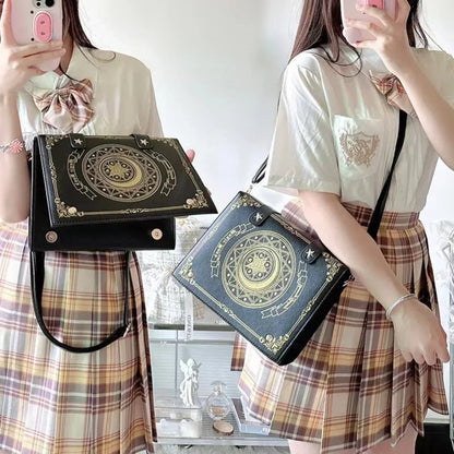 Gothic Magic Book Shoulder Bag – Y2K Aesthetic Crossbody Purse