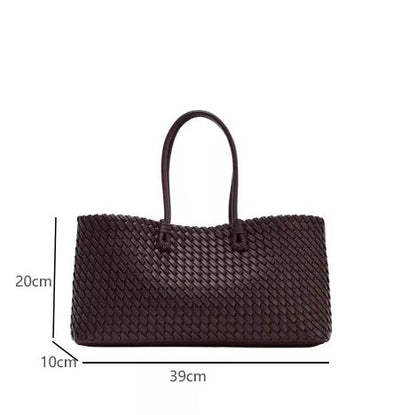 Large Woven PU Leather Tote Bag for Women – Luxury Shoulder Handbag