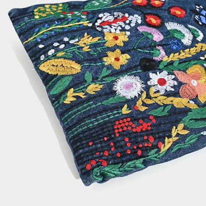 Embroidered Floral Denim Crossbody Bag – Women's Chain Shoulder Bag