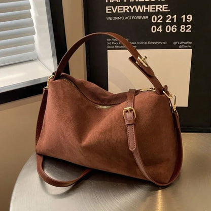 Retro Frosted Crossbody Bag Large Capacity Shoulder Tote for Women