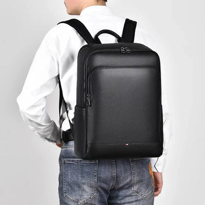 Genuine Leather Men's Backpack – 15.6" Laptop Bag