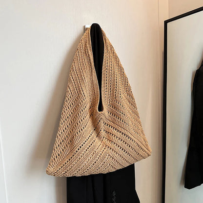 Crochet Tote Bag for Women – Large Triangle Knit Shoulder Bag