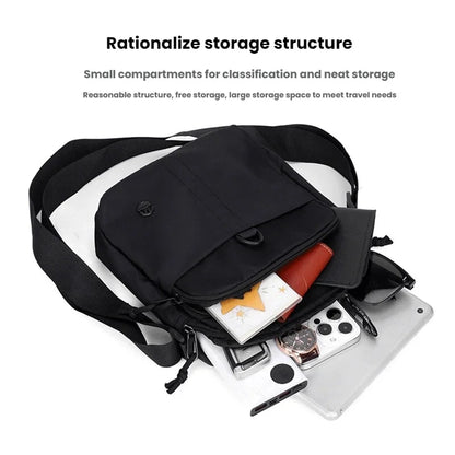 Men's Small Oxford Crossbody Bag with Top Handle & Zipper