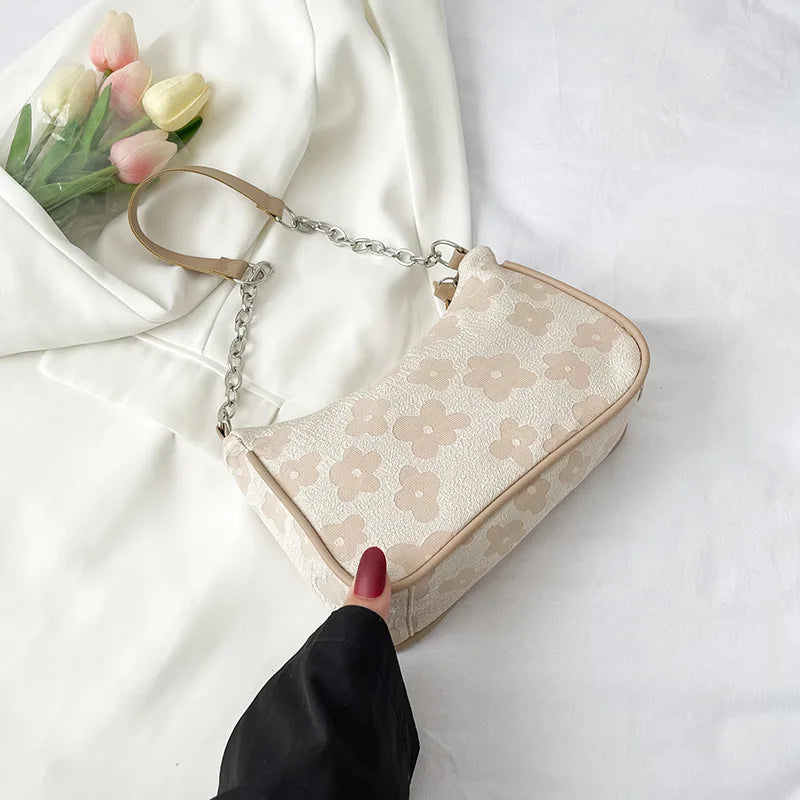 Floral Felt Shoulder Bag – Women's Small Crossbody Underarm Bag