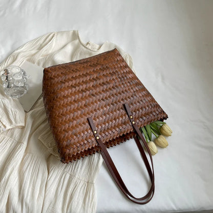 Rattan Woven Tote Bag – Large Capacity Women Beach & Travel Bag