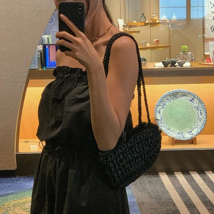 Woven Straw Shoulder Bag – Women's Raffia Underarm Handbag