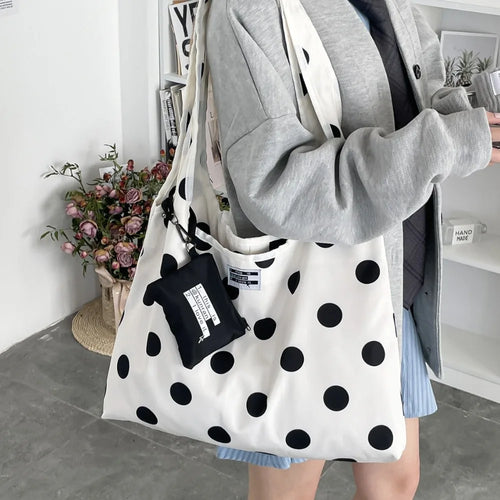 Polka Dot Crossbody Shoulder Bag – Large Capacity with Mini Pouch