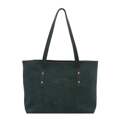 Corduroy Tote Shoulder Bag – Large Capacity Commuter Handbag