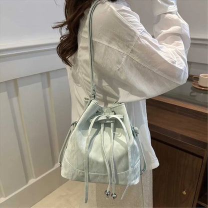 Drawstring Bucket Bag – Women's Korean Crossbody Handbag