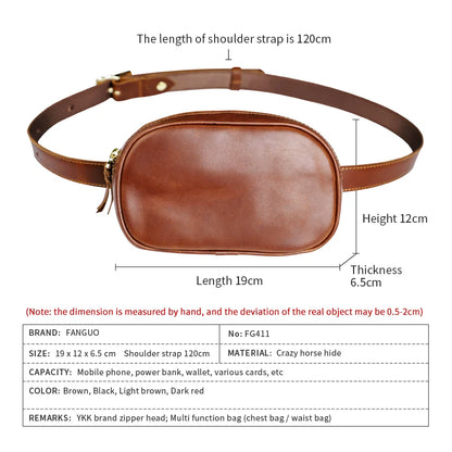 Genuine Leather Chest Bag – Adjustable Crossbody Fanny Pack