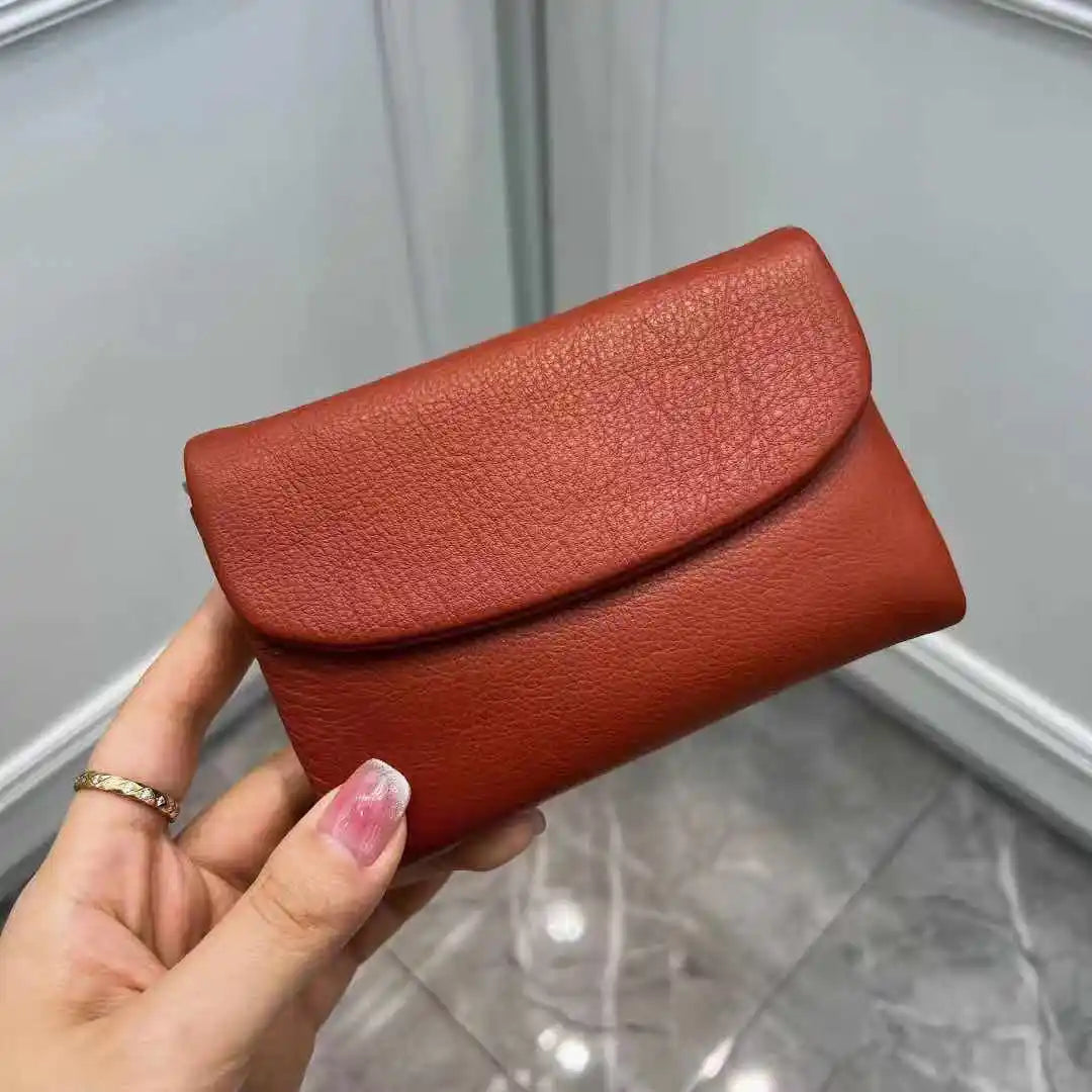 Women's Genuine Cowhide Leather Trifold Wallet with Zipper Coin Pocket