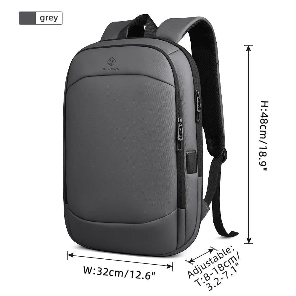 Business Backpack for Men – 17" Laptop, USB Port, Slim Expandable, Waterproof