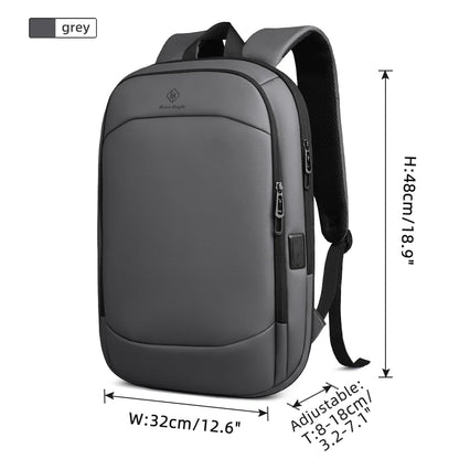 Business Backpack for Men – 17" Laptop, USB Port, Slim Expandable, Waterproof