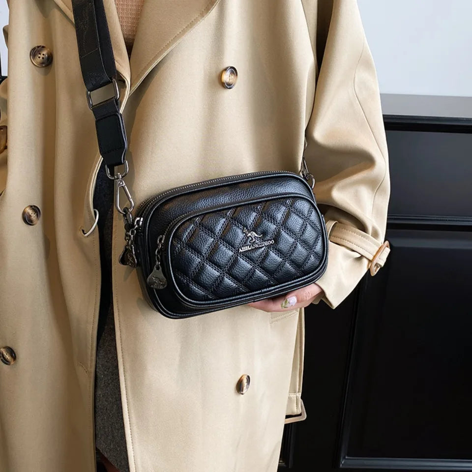 Luxury Quilted Crossbody Bag for Women – Soft PU Leather Shoulder Purse