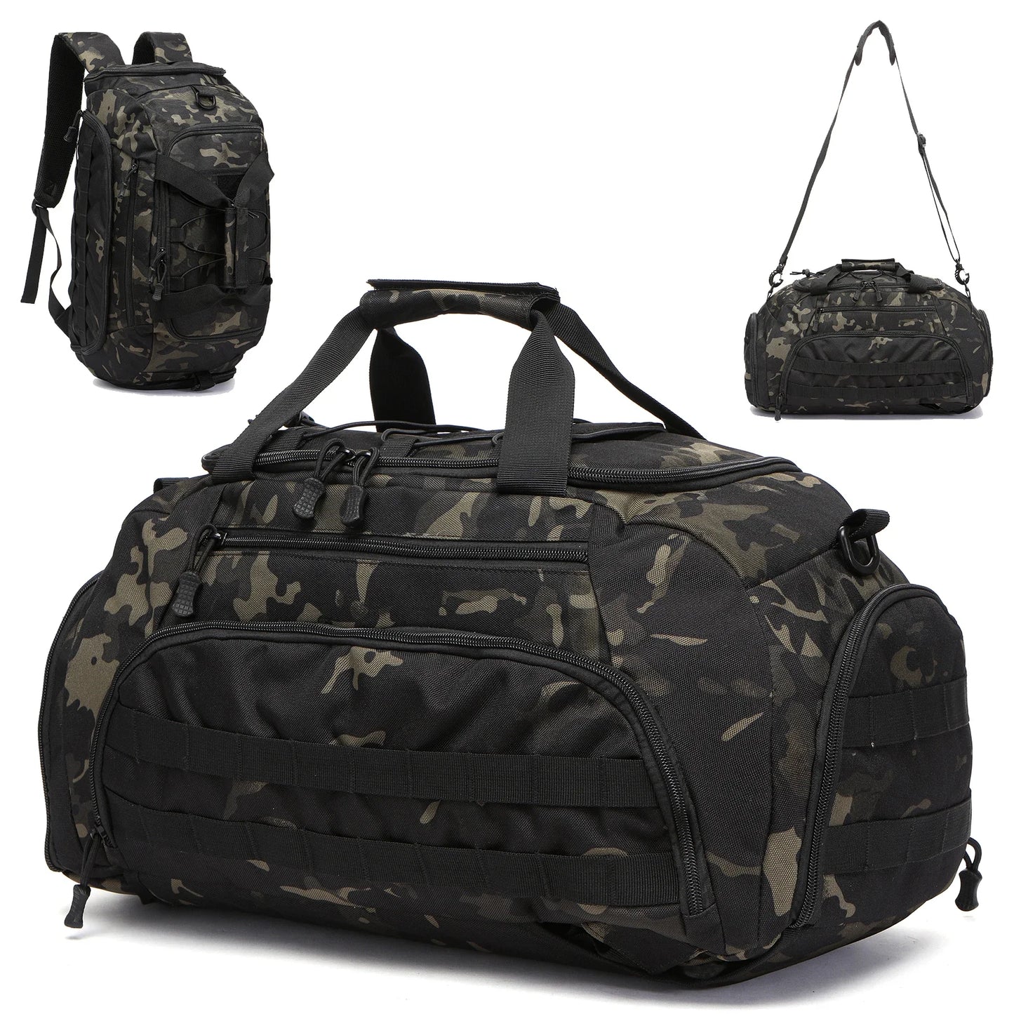 3-in-1 Gym Backpack with Shoe Compartment – 35L Tactical Duffel