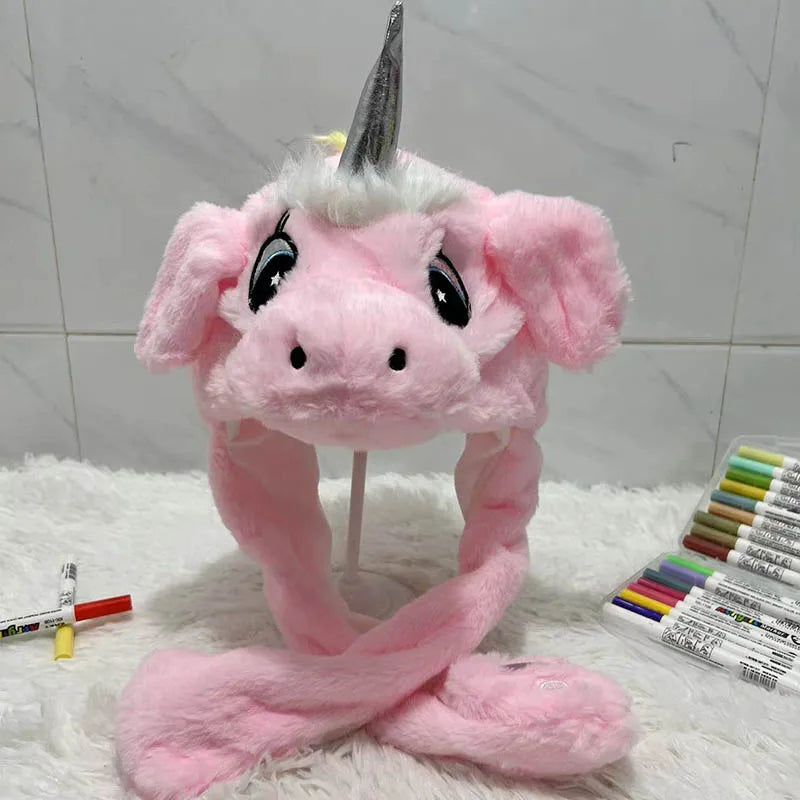 Cute Animal Ear Moving Plush Hat – Kids Cartoon Headband