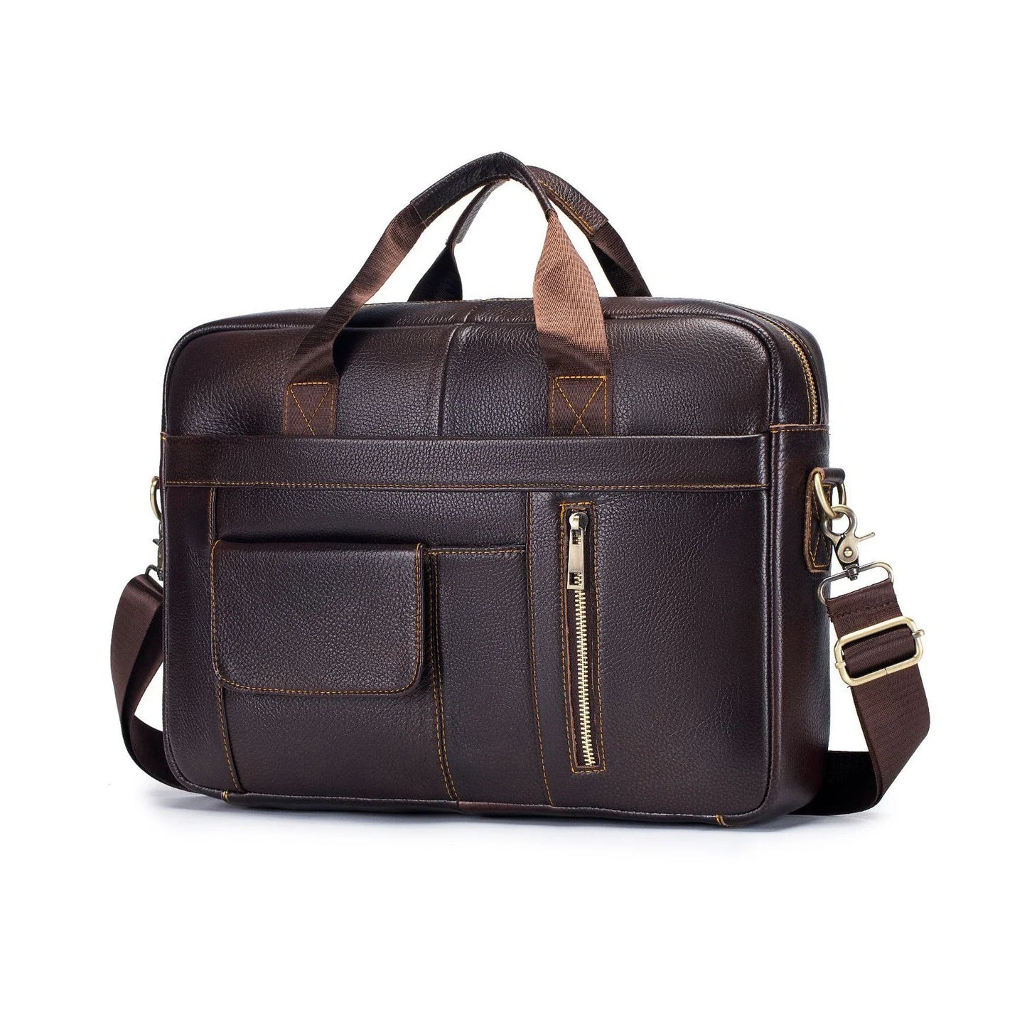 Genuine Leather Men's Briefcase Laptop Messenger Bag