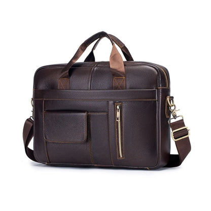 Genuine Leather Men's Briefcase Laptop Messenger Bag