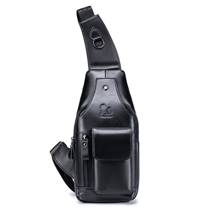 Genuine Leather Chest Bag for Men – Retro Crossbody Sling Bag