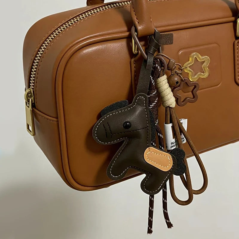 Leather Pony Bag Charm Keychain – Cute Horse Pendant for Women