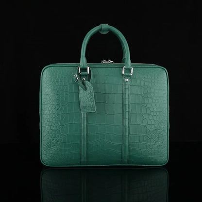 Crocodile Belly Leather Briefcase – Men's Luxury Laptop Business Bag
