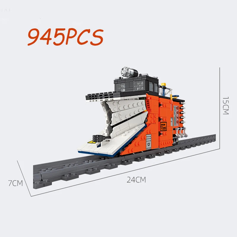 Railway Snow Plow Train Building Blocks Set – 945pcs with LED Lights