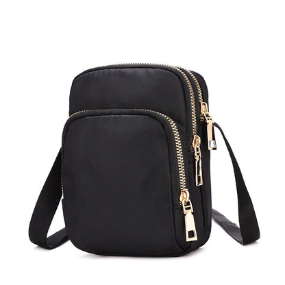 Waterproof Oxford Crossbody Bag – Multi-Zipper Women's Bag