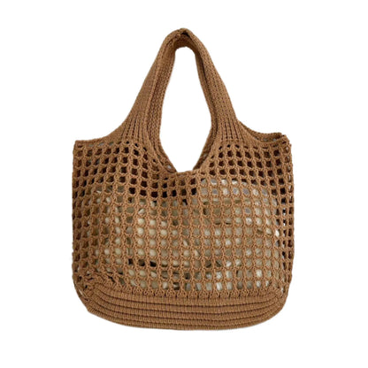 Crochet Tote Bag for Women – Large Hollow Knit Beach Shoulder Bag