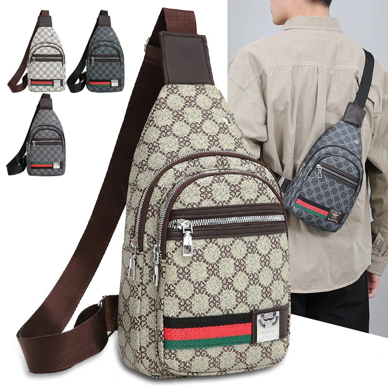 Men's Crossbody Sling Bag – Multifunction Messenger Chest Bag with Earphone Hole