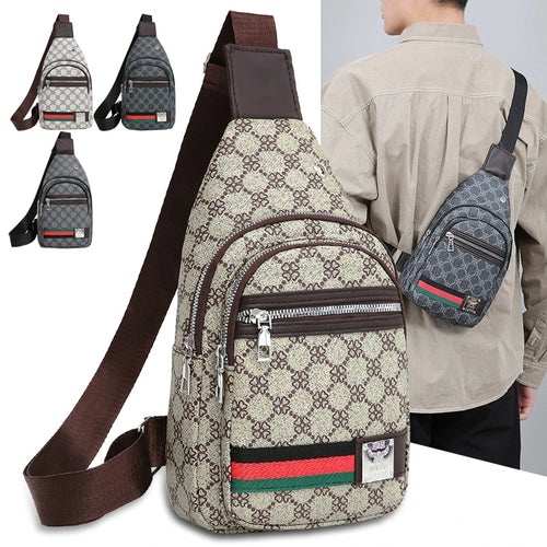 Men's Crossbody Sling Bag – Multifunction Messenger Chest Bag with Earphone Hole
