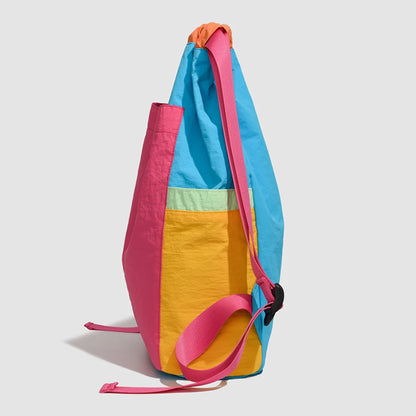 Drawstring Sports Backpack Multi-Color Patchwork Tennis Bag