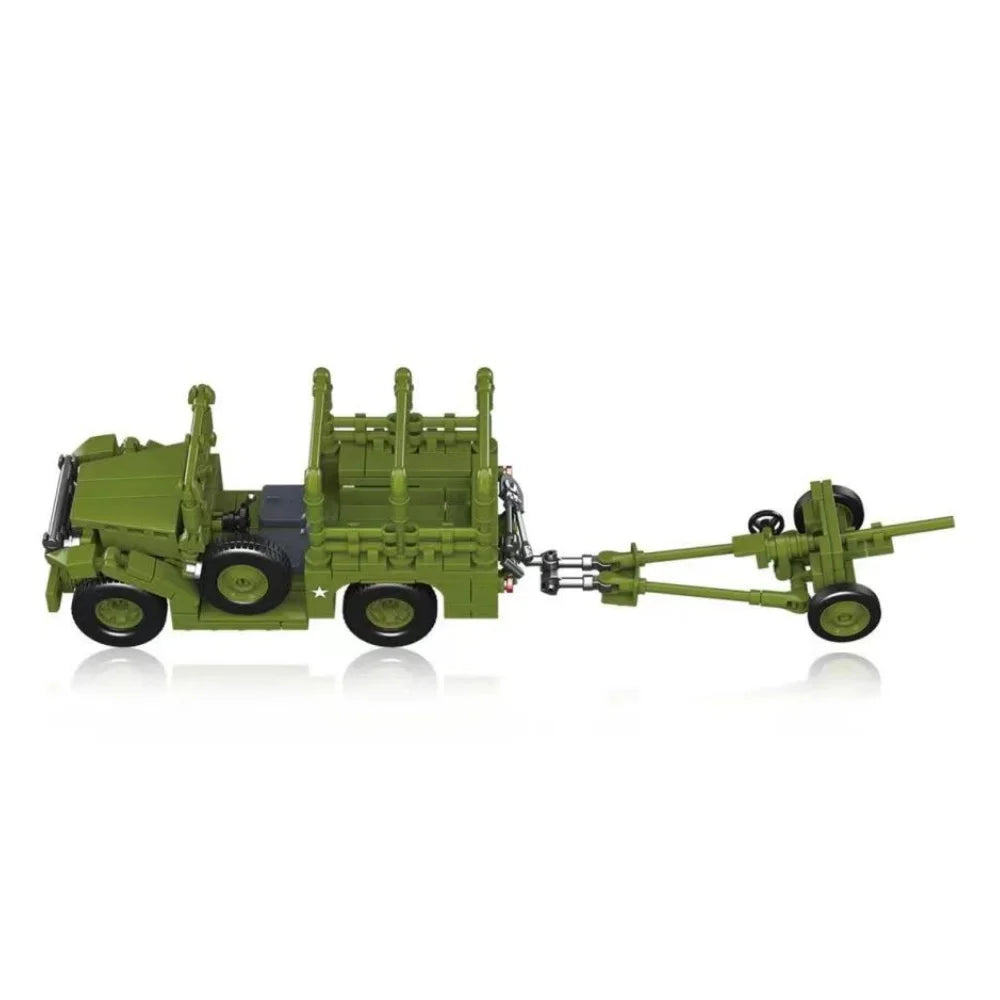 M3 Scout Car & Artillery Building Blocks Military MOC Set for Kids