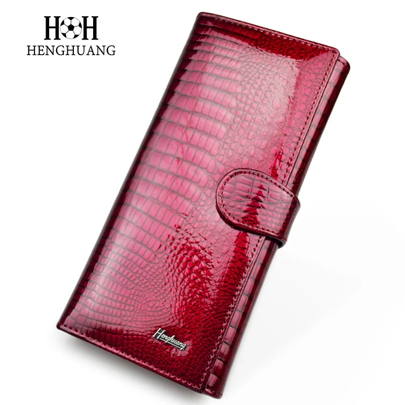 Alligator Pattern Genuine Leather Long Wallet for Women