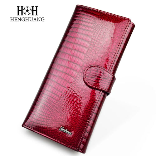 Alligator Pattern Genuine Leather Long Wallet for Women