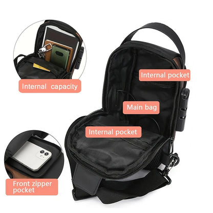 Men's Anti-Theft Sling Bag with USB Charging Port – Crossbody Chest Pack