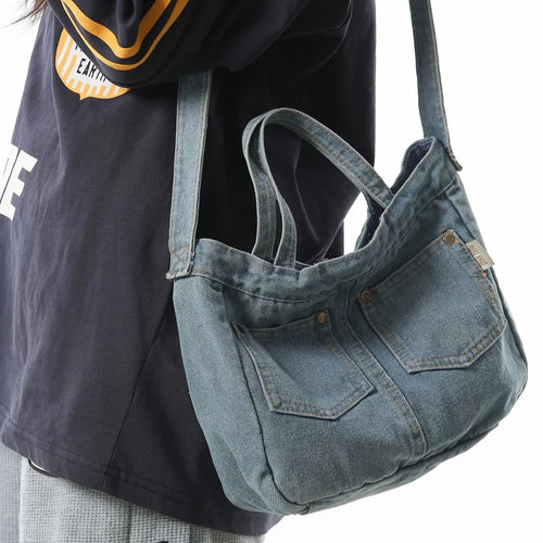 Women's Denim Crossbody Shoulder Bag – Casual Everyday Handbag