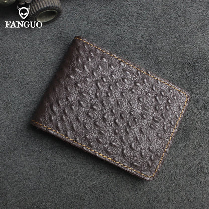 Genuine Leather Ostrich Pattern Driver's License Holder & Card Wallet