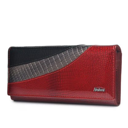 Crocodile Patent Leather Women's Long Wallet Magnetic Buckle