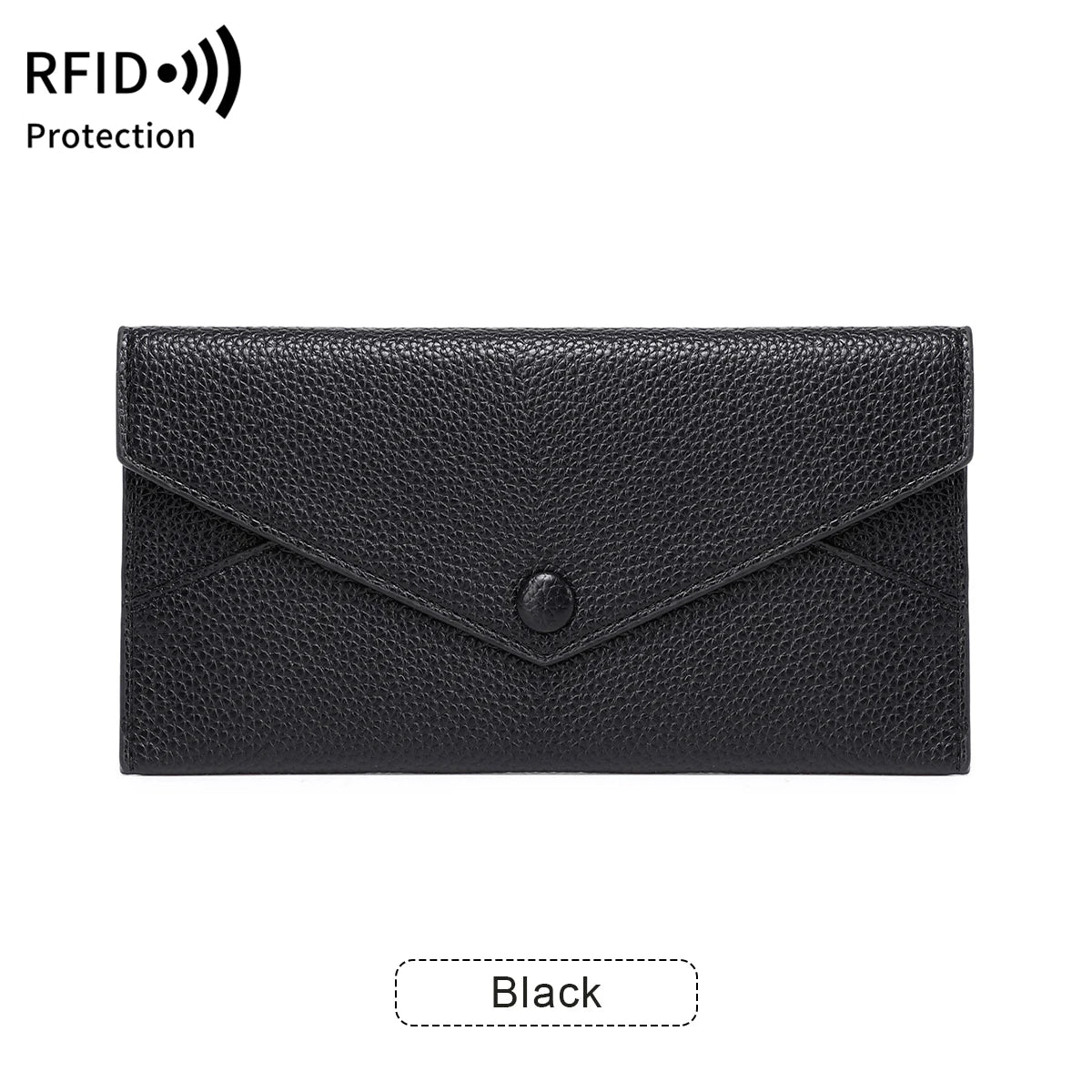 RFID Blocking Long PU Leather Wallet for Women – Envelope Clutch