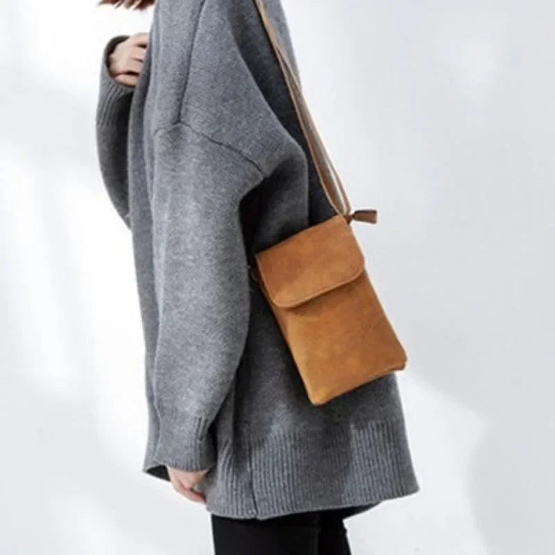 PU Leather Phone Crossbody Bag – Small Flap Messenger Purse for Women