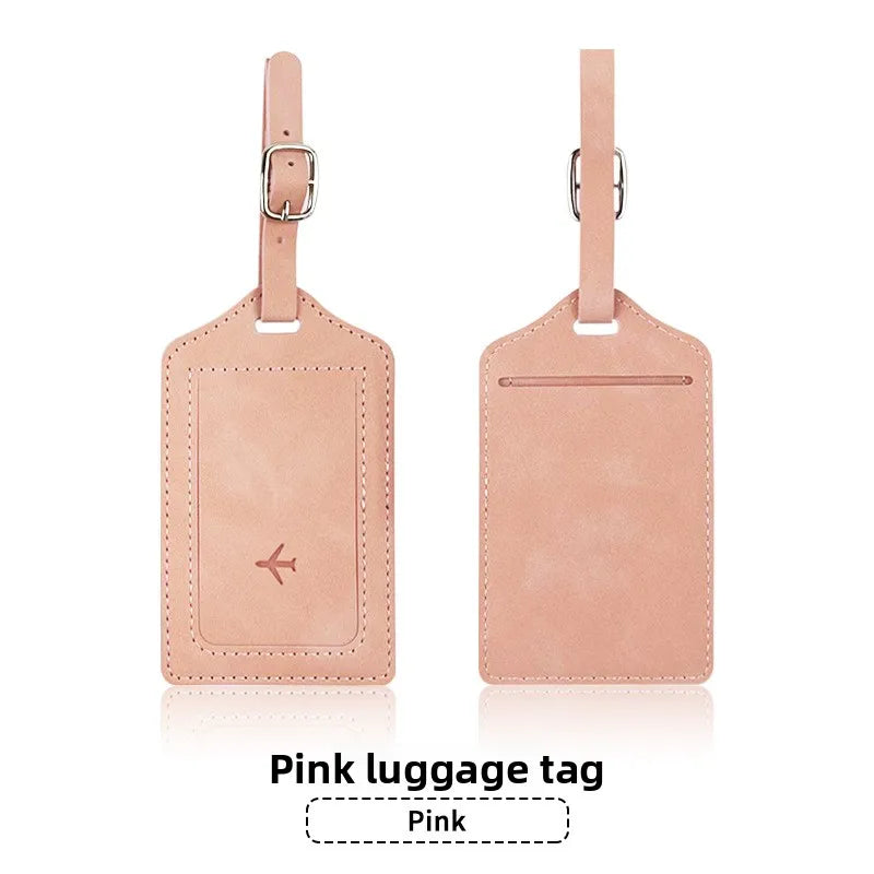 Leather Luggage Tag with Card Slot – Travel Baggage Label for Men & Women