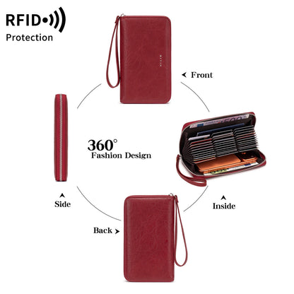 RFID Blocking Women's Large Accordion Wallet Clutch