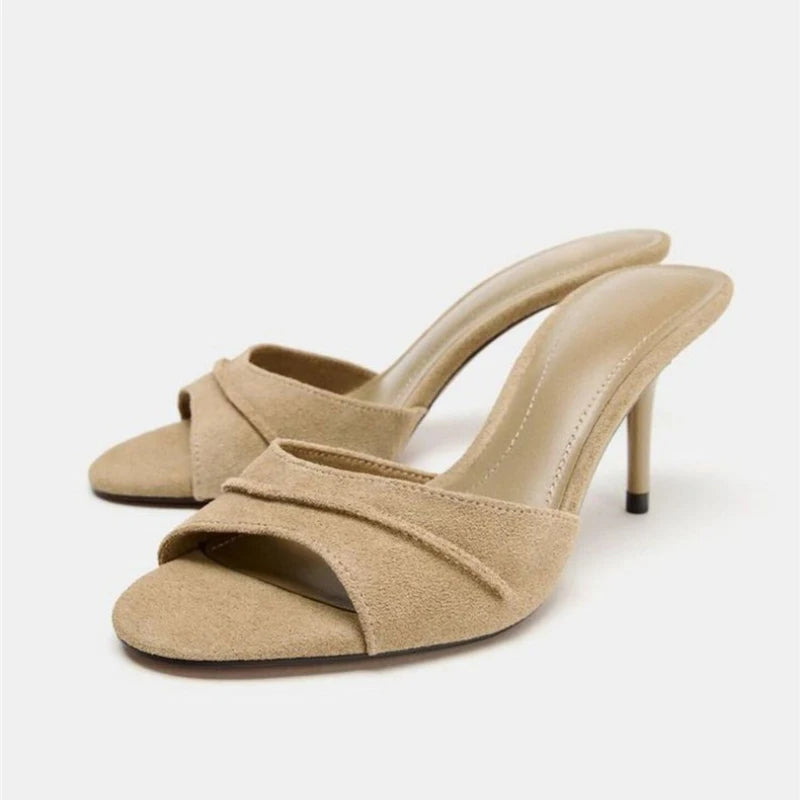 Frosted Stiletto Mule Sandals – Women's Open-Toe Heels