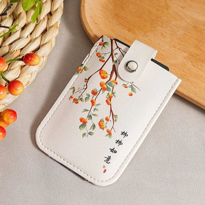 RFID Blocking Mini Card Wallet with Pull-Out Slot & Chinese Art Print